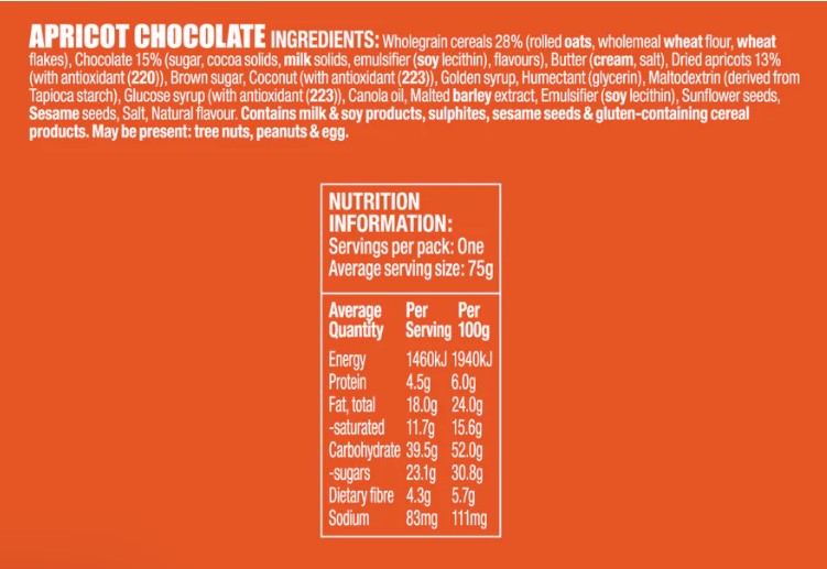 BUMPER Bar Apricot Chocolate 75g