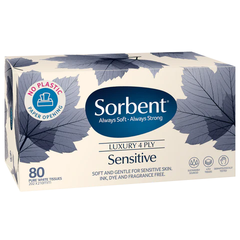 Sorbent Facial Tissues Sensitive 80s 4PLY