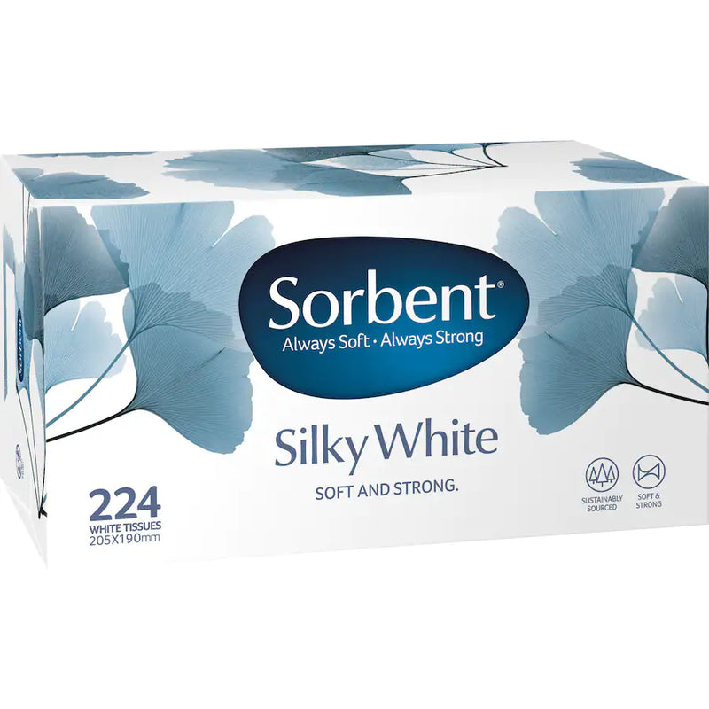 Sorbent Facial Tissues Silky White Value 224 pack