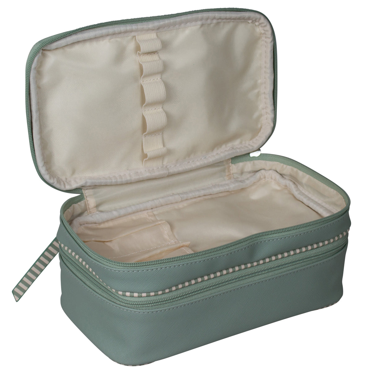 Tender Love + Carry Sage Oat Stripe Trim - Double Zip Utility