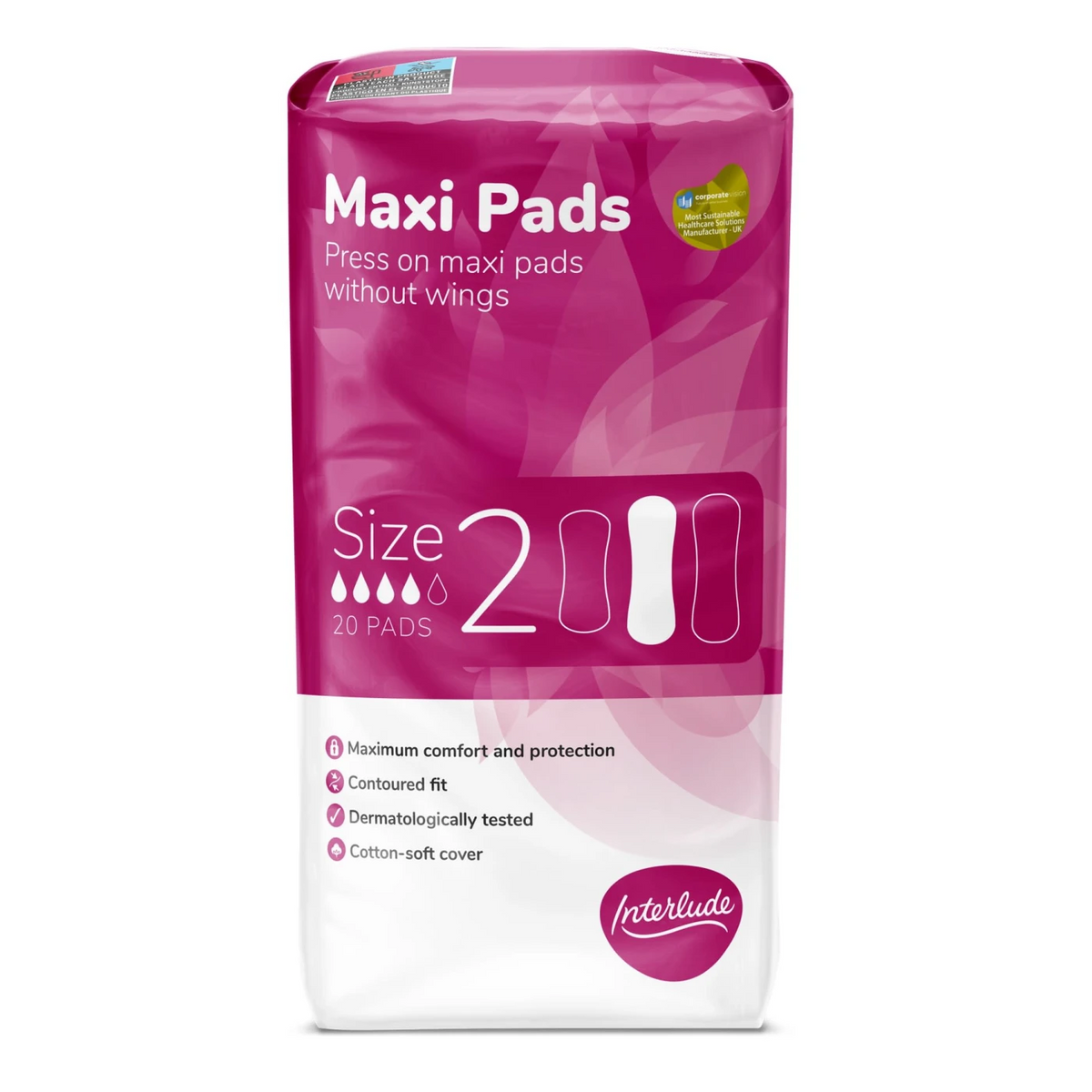 Interlude Maxi Pads Size 2 20pk