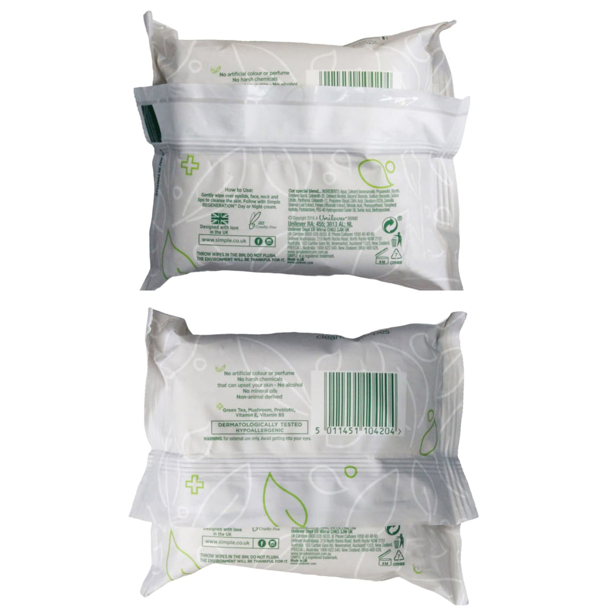 Simple Regeneration Pore Refining Cleansing Wipes 25