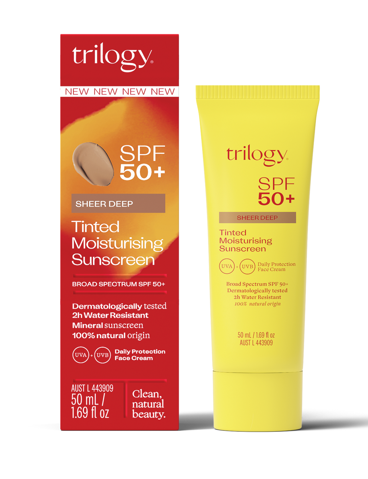 Trilogy SPF50+ Sheer Tinted Moisturising Sunscreen DEEP