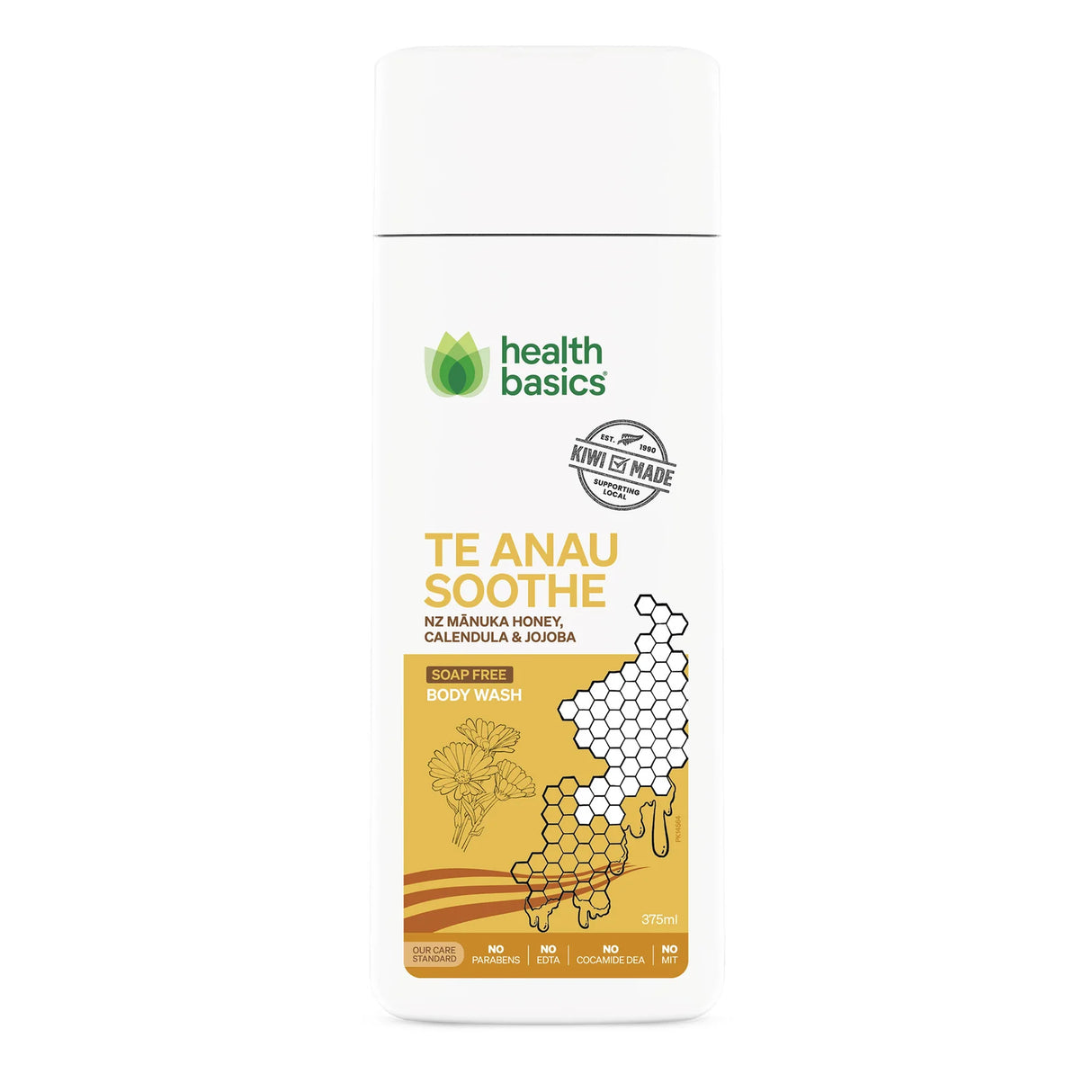 HB Te Anau Soothe Honey B/Wash 375ml