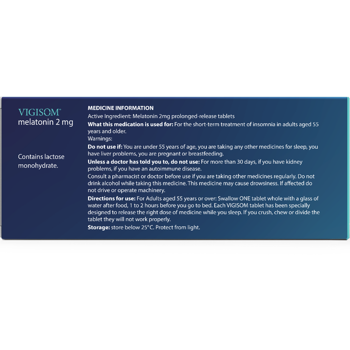 Vigisom Melatonin 2mg 30 Tablets OTC