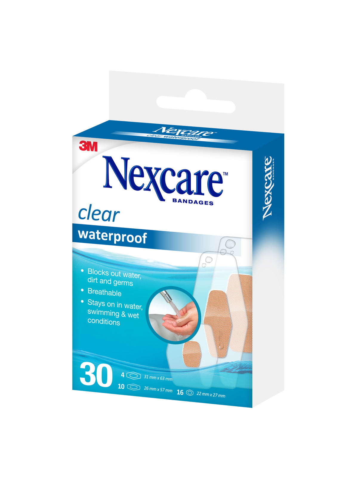 Nexcare Clear Waterproof Asst 30pk