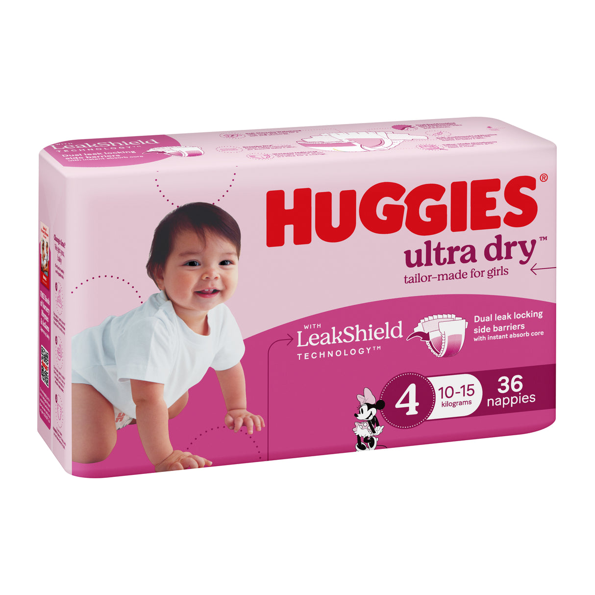Huggies Ultra Dry Nappies Girl Size 4 (10-15kg) 36 Pack