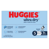 Huggies Ultra Dry Nappies Boys Size 5 (13-18kg) 64 Pack