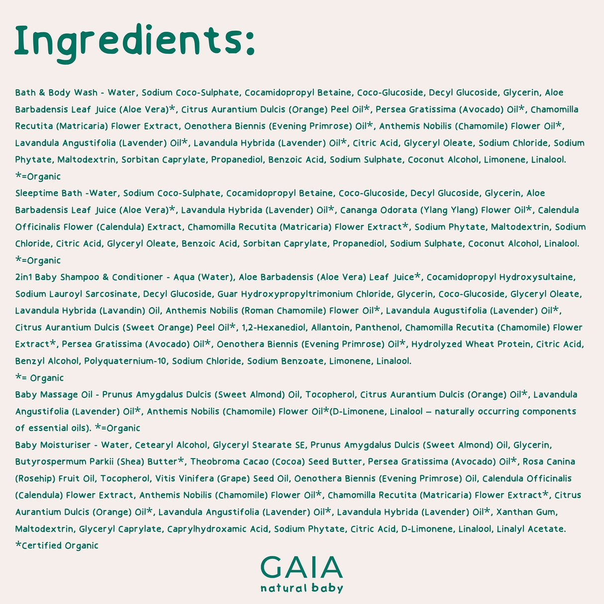 GAIA Baby Starter Kit 5x50ml