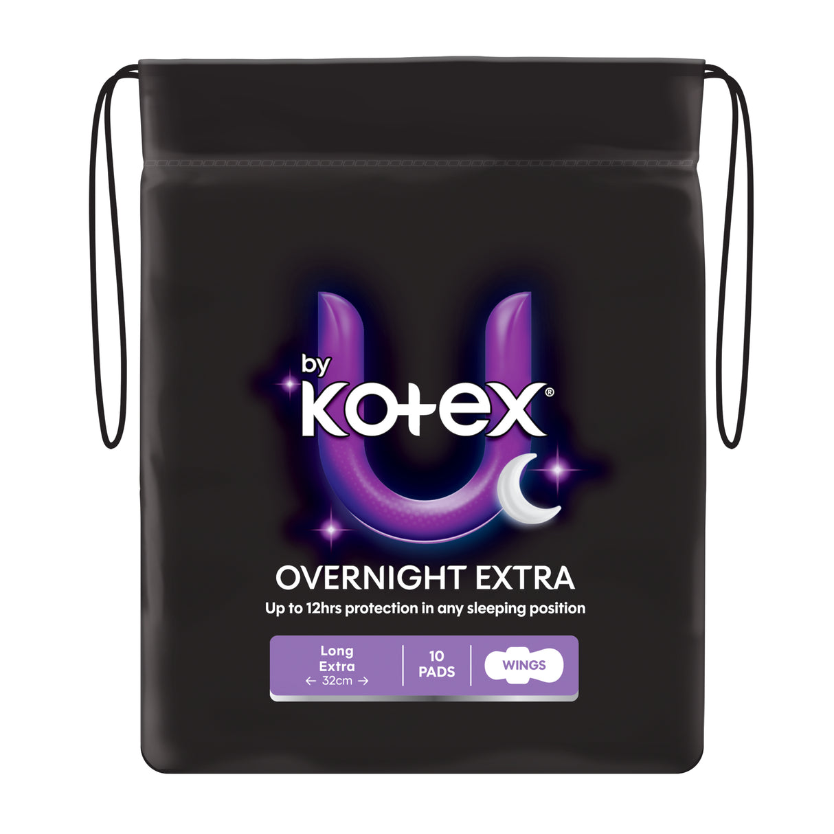 U By Kotex Extra Overnight Pads with Wings 10 Pack