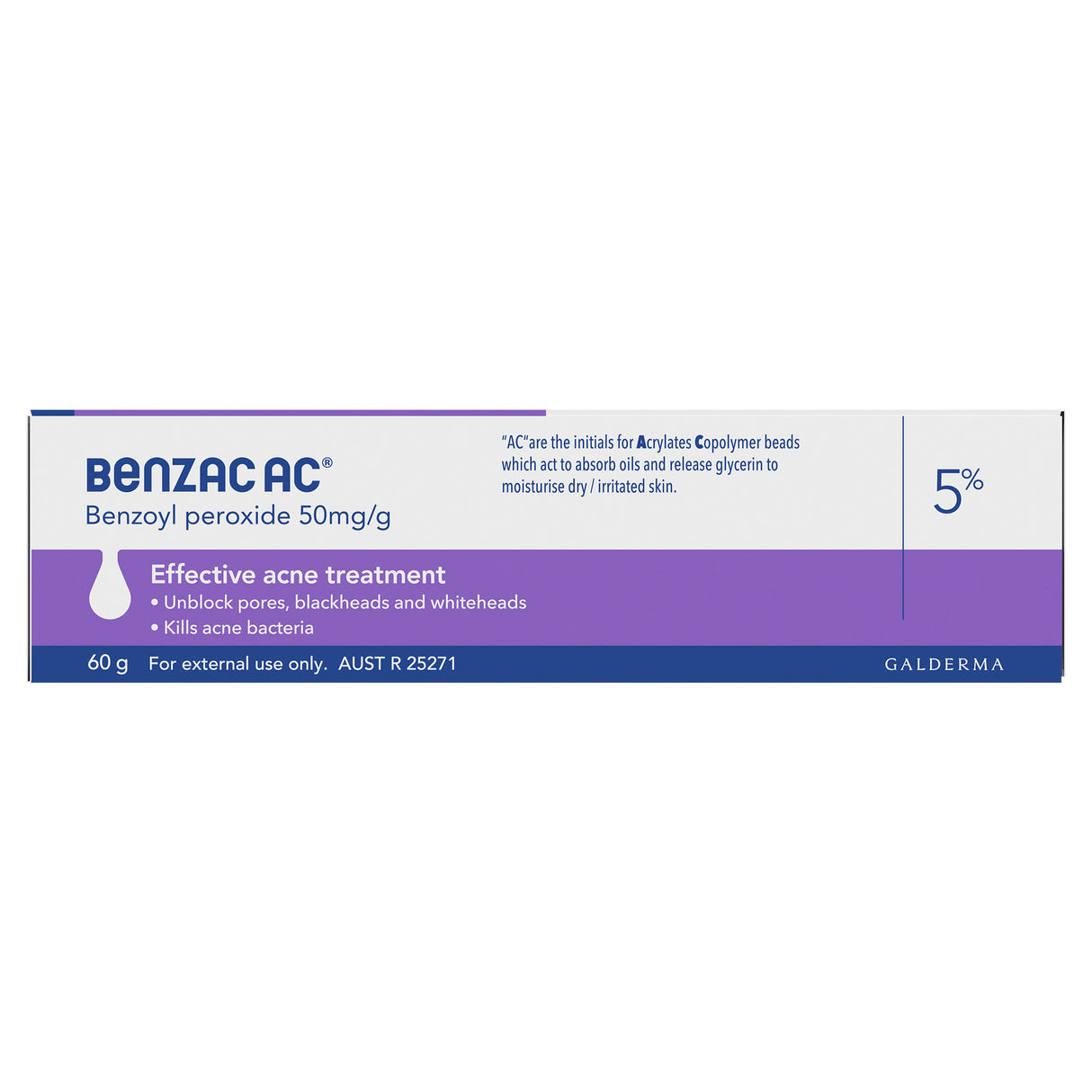 Benzac AC Moderate Strength 5% Acne Gel 60g, Acne Treatment