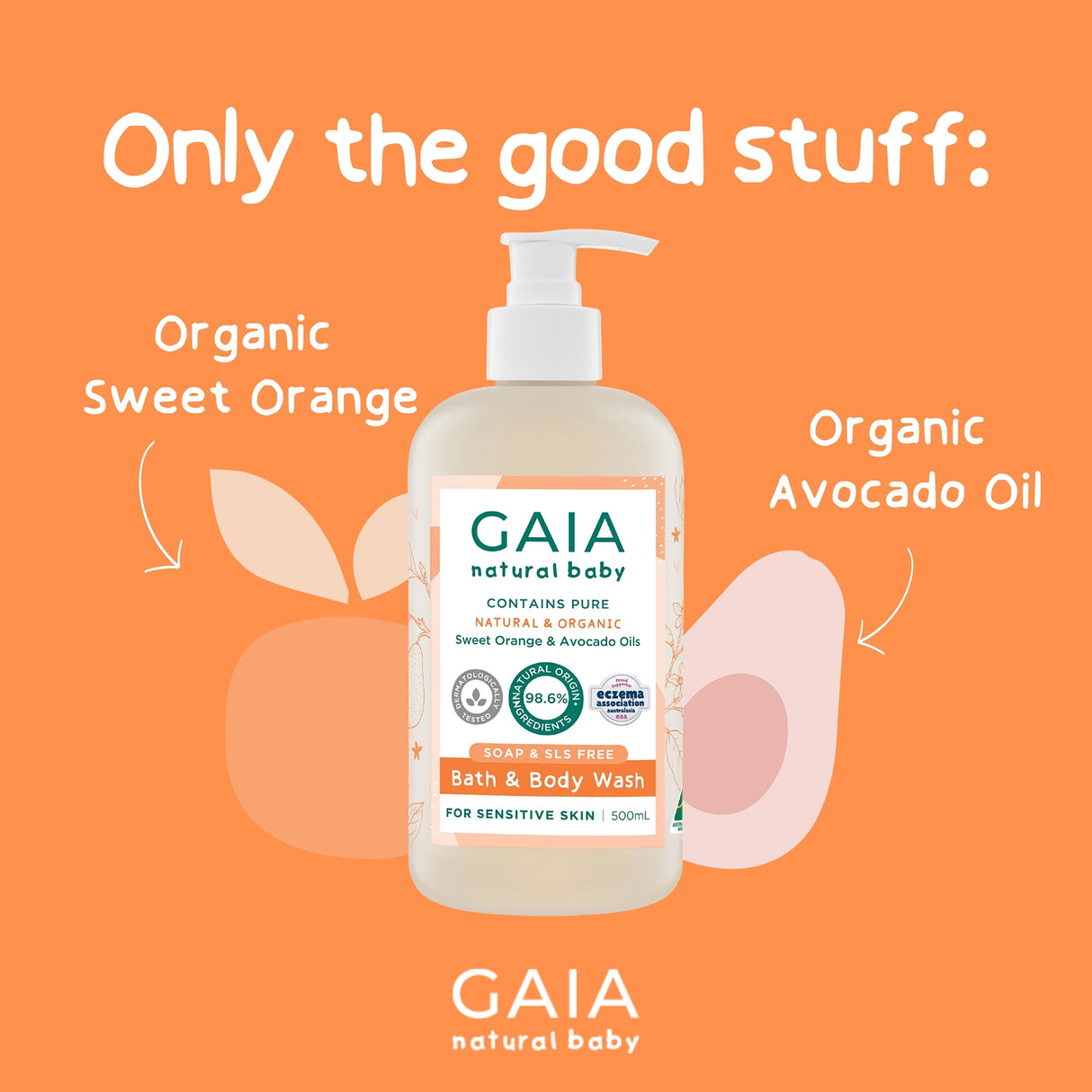 GAIA Natural Baby Bath & Body Wash 500ml