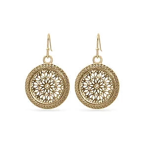 EarSense Lace Circle Drop Gold 1pr