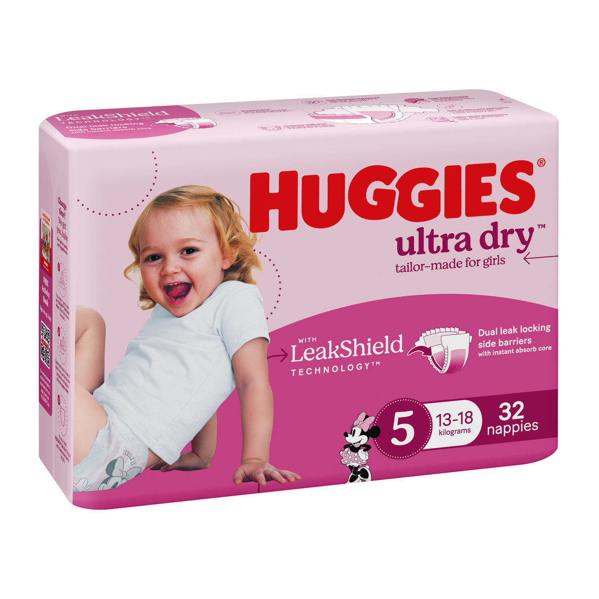 Huggies Ultra Dry Nappies Girls Size 5 (13-18kg) 32 Pack