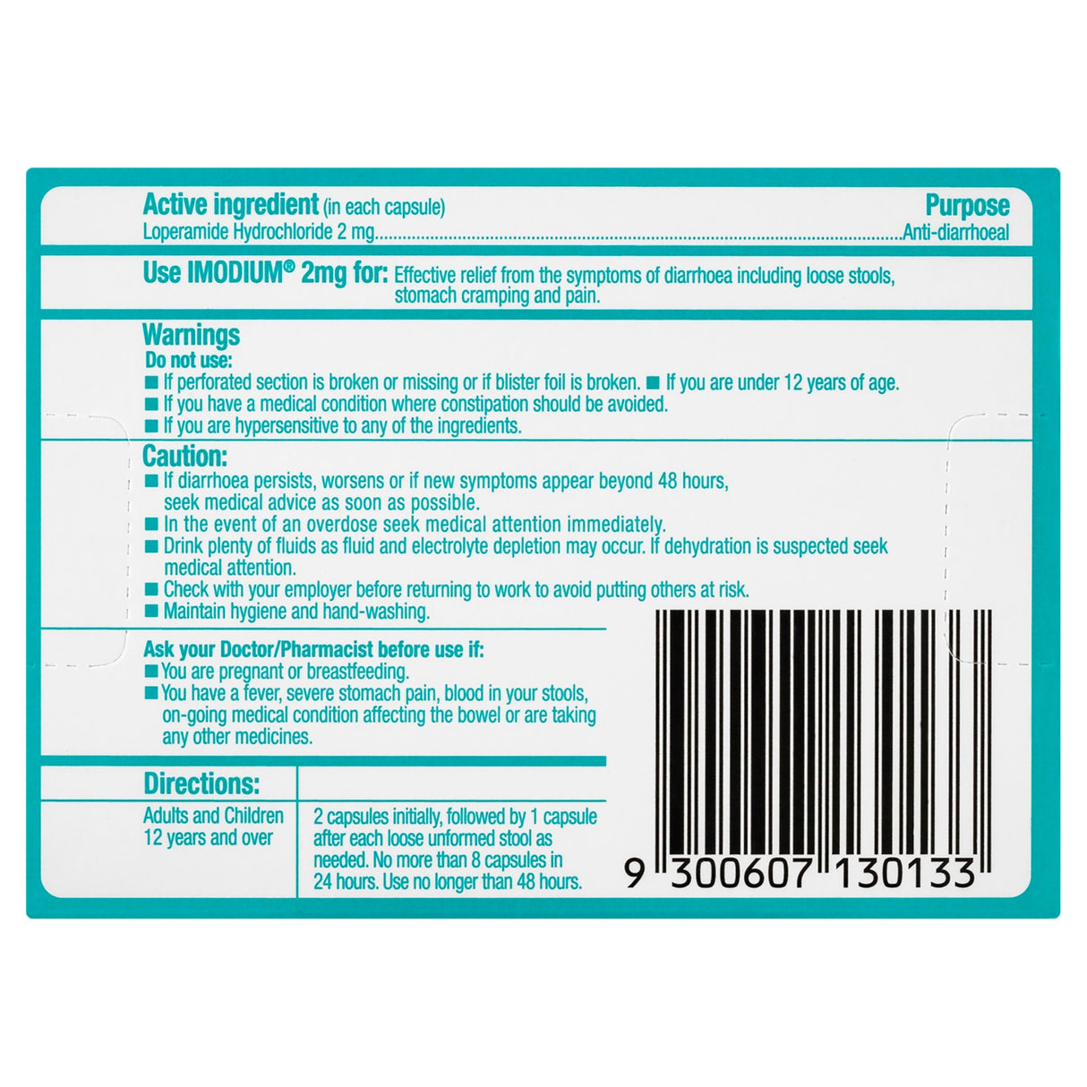 Imodium Anti-Diarrhoea Medicine 2 mg 20 Capsules