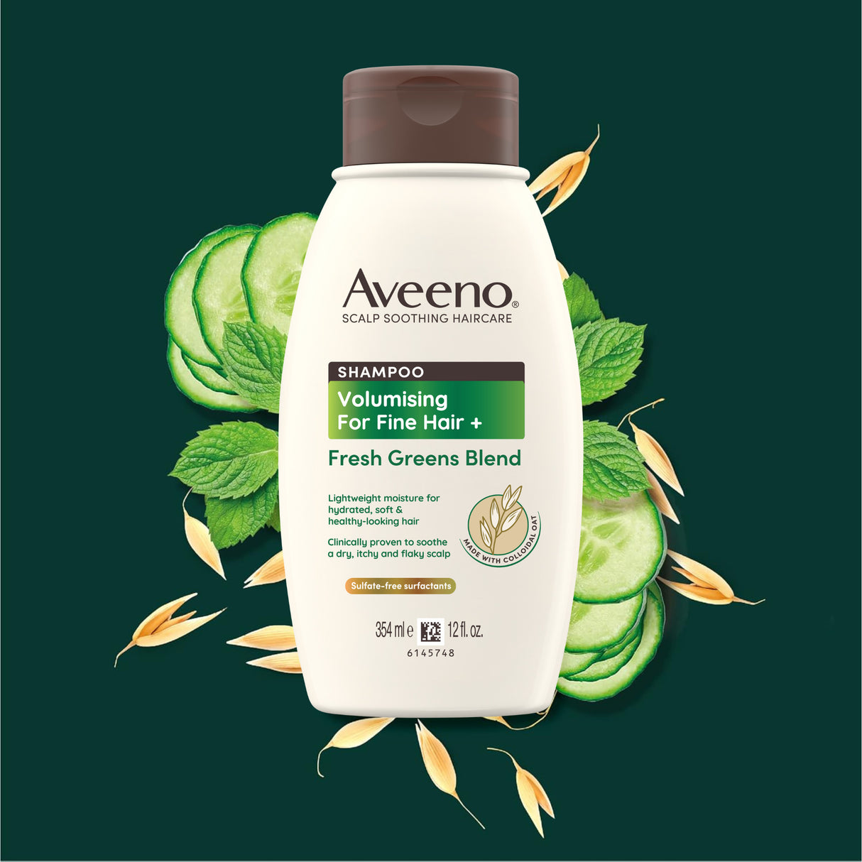 Aveeno Refresh & Thicken Fresh Greens Blend Shampoo For Scalp Soothing & Gentle Cleansing 354mL
