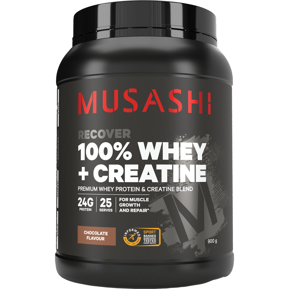 MUSASHI 100% Whey + Creatine Chocolate 900g