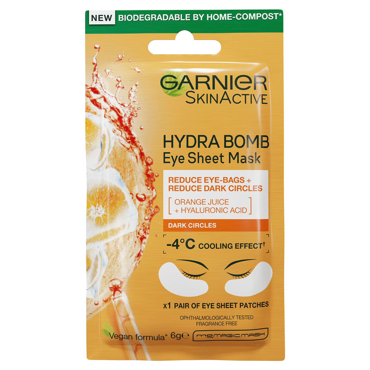Garnier Hydra Bomb Hyaluronic Acid + Orange Extract Eye Sheet Mask 6g