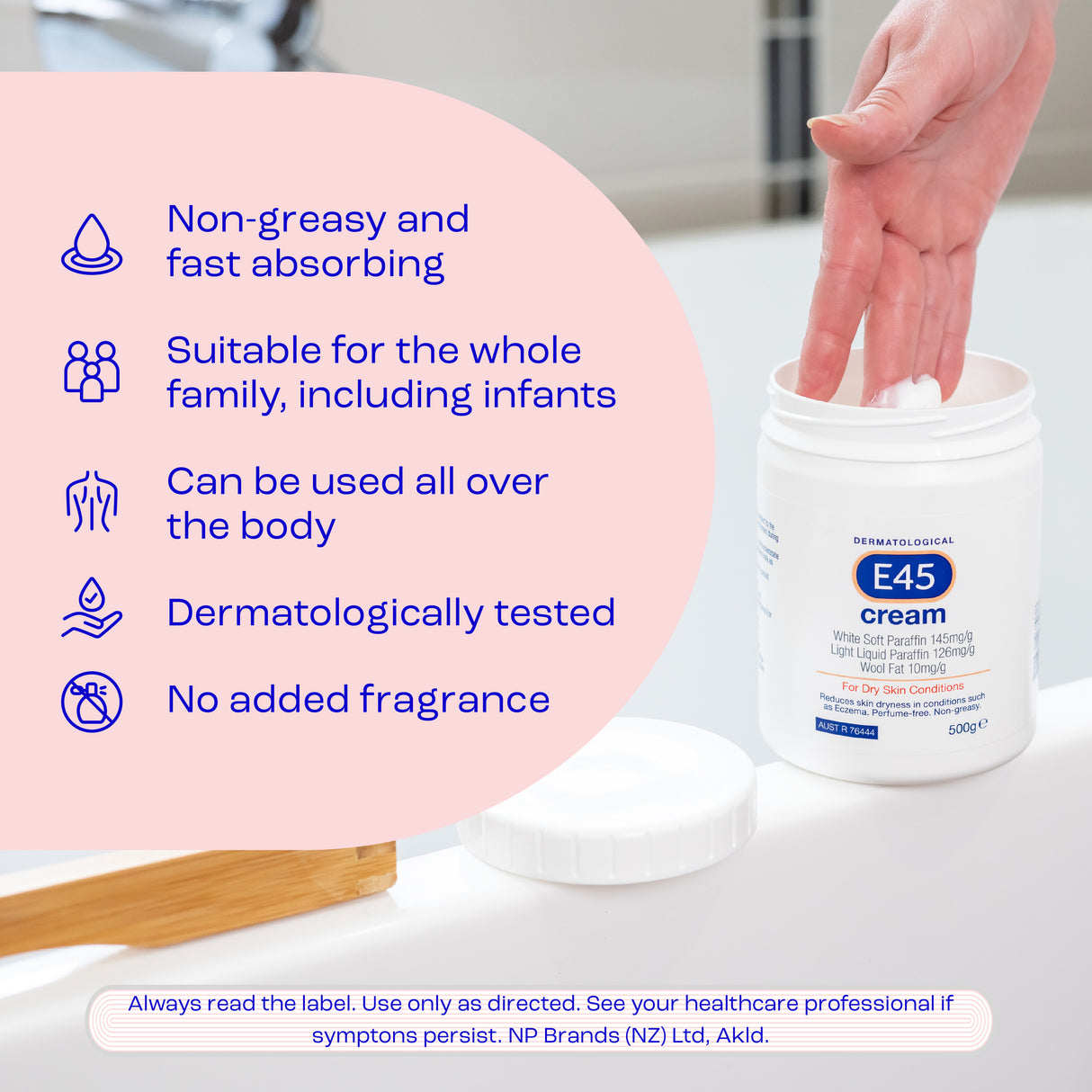 E45 Moisturising Cream for Dry Skin & Eczema 500g