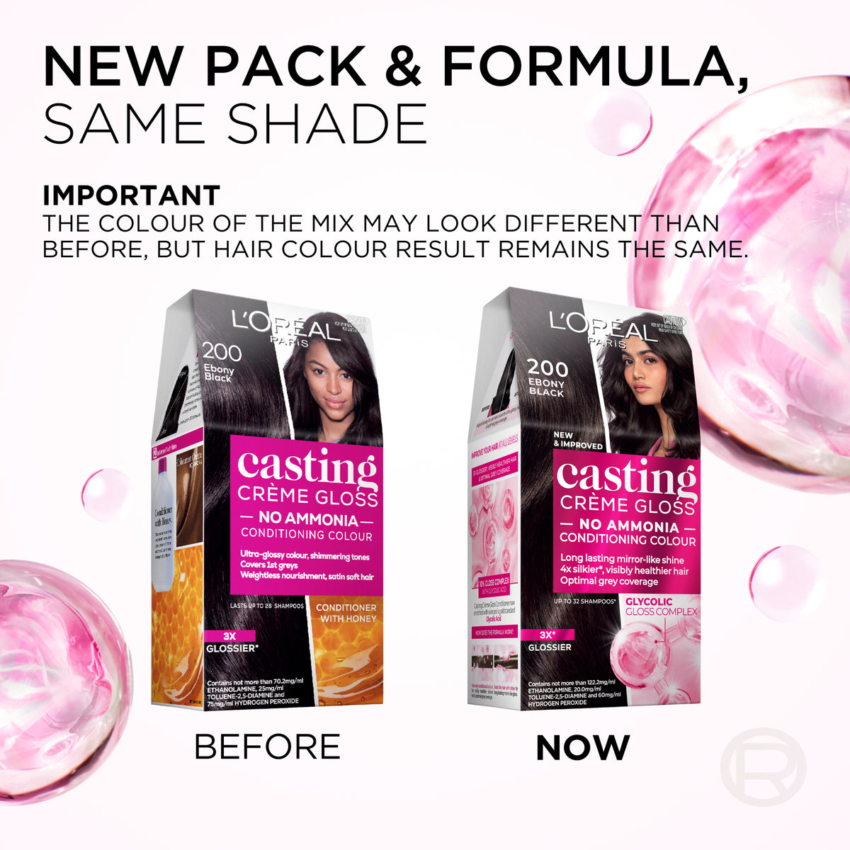 L'Oréal Paris Casting Crème Gloss Semi-Permanent Hair Colour - 200 Ebony Black (Ammonia Free)