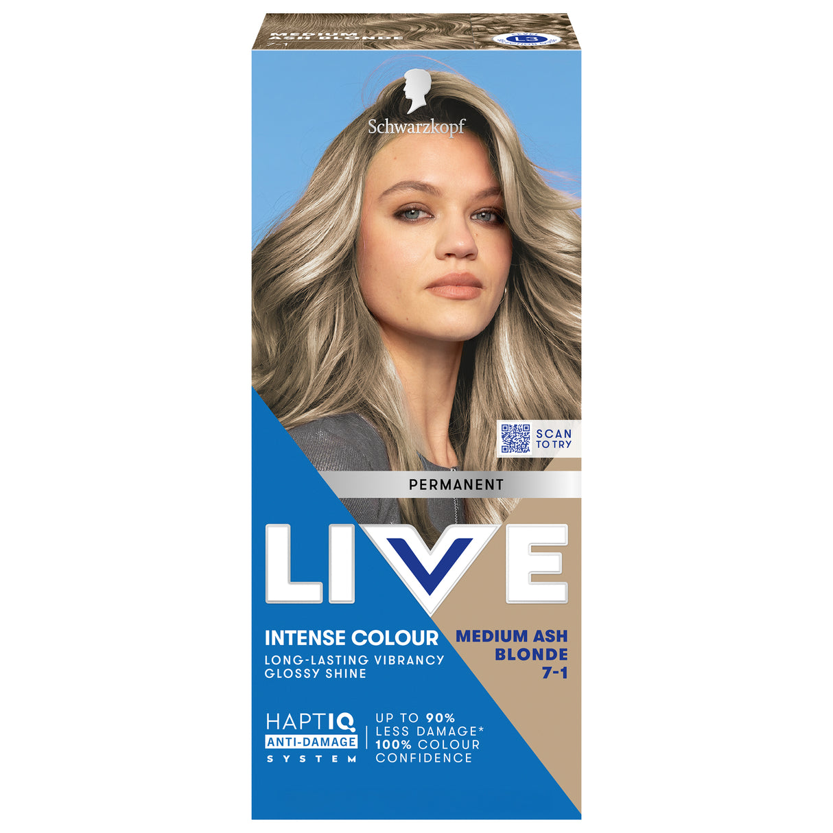 Schwarzkopf Live Colour Permanent 7-1 Med Ash Blnde