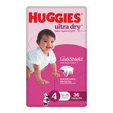 Huggies Ultra Dry Nappies Girl Size 4 (10-15kg) 36 Pack