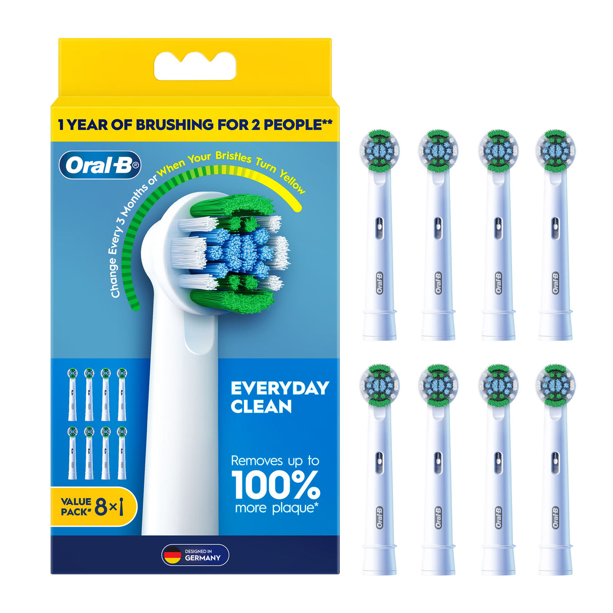 ORAL B Everyday Clean Replacement Brush Head 8pk