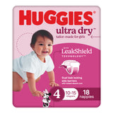Huggies Ultra Dry Nappies Girls Size 4 (10-15kg) 18 Pack