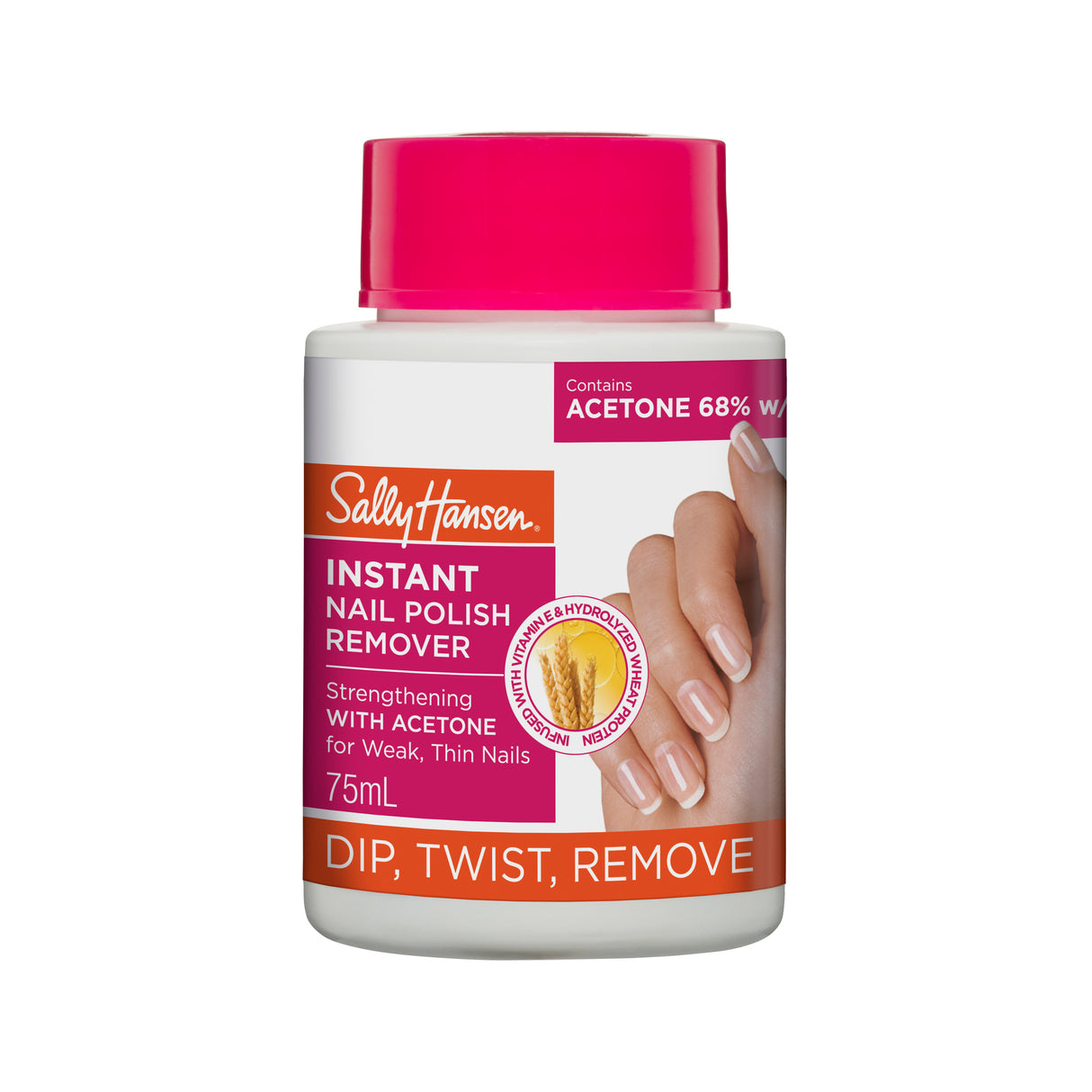Sally Hansen Instant Nail Polish Remover Pot Strengthening Pink 75mL