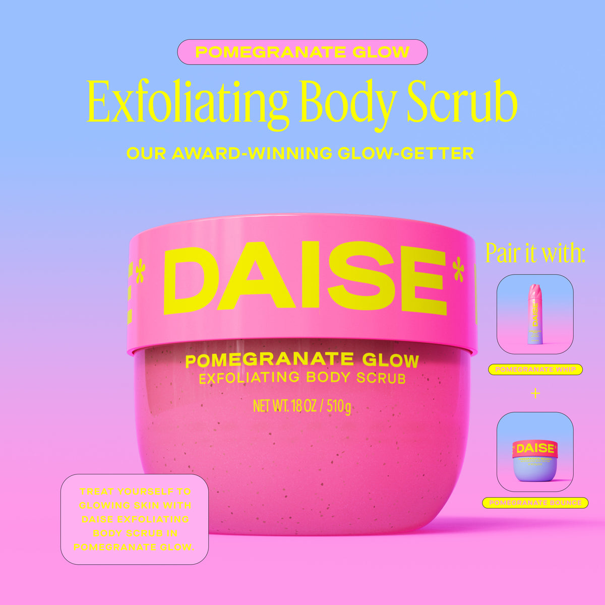 DAISE Exfoliating Body Scrub in Pomegranate Glow, 18 oz/510 g