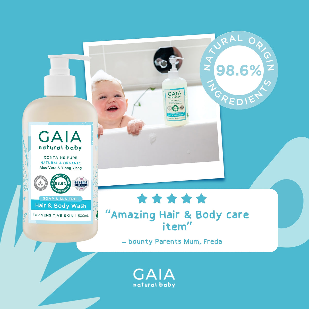 GAIA Natural Baby Hair & Body Wash 500ml
