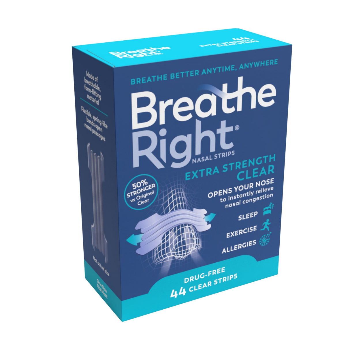 Breathe Right Nasal Strips Extra Strength Clear 44s