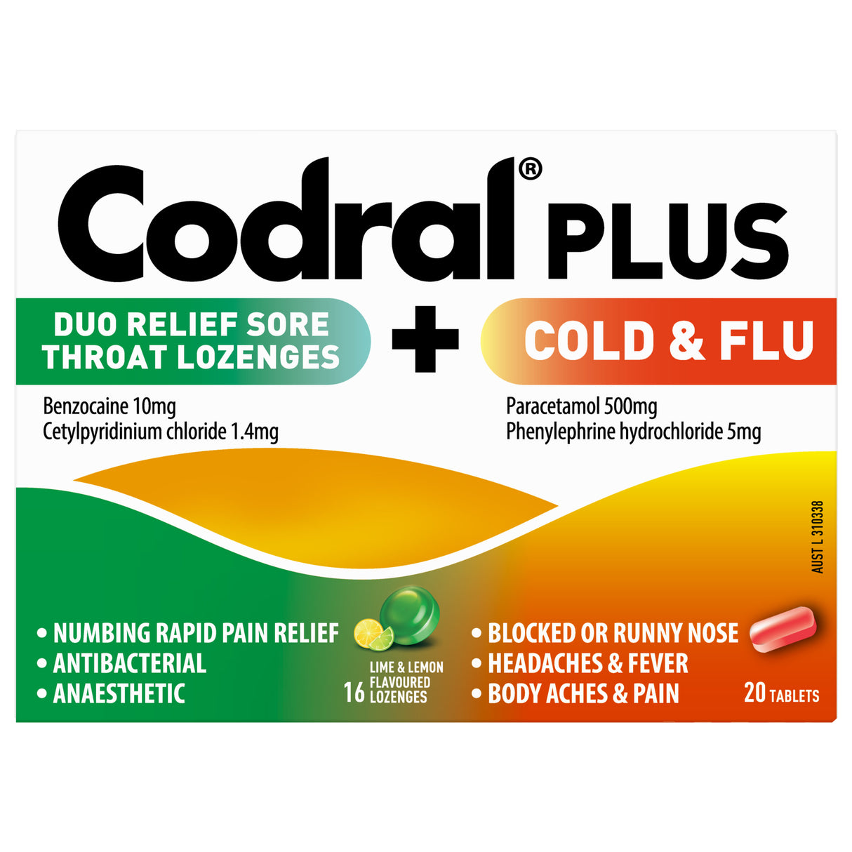 Codral Plus Duo Sore Throat Lozenges + Cold & Flu Tablets