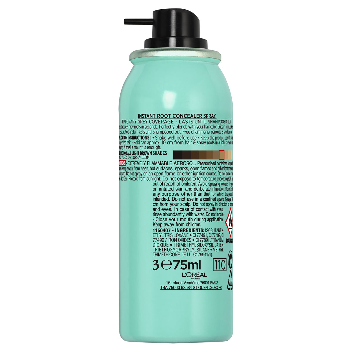L'Oréal Paris Magic Retouch Temporary Root Concealer Spray - Light Brown (Instant Grey Hair Coverage)