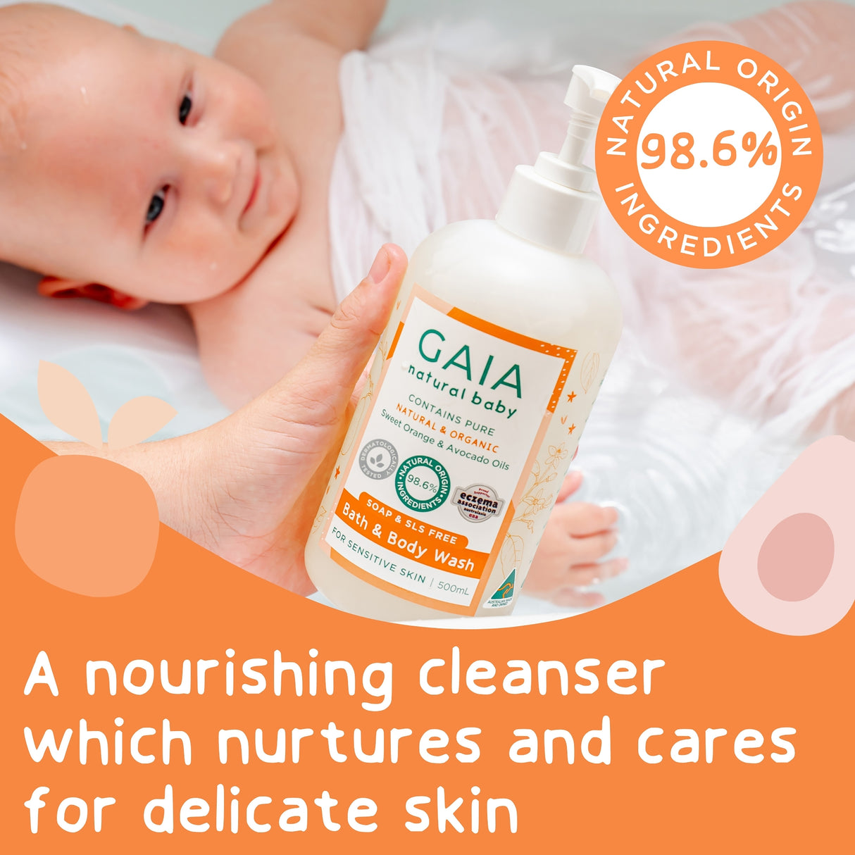 GAIA Natural Baby Bath & Body Wash 500ml