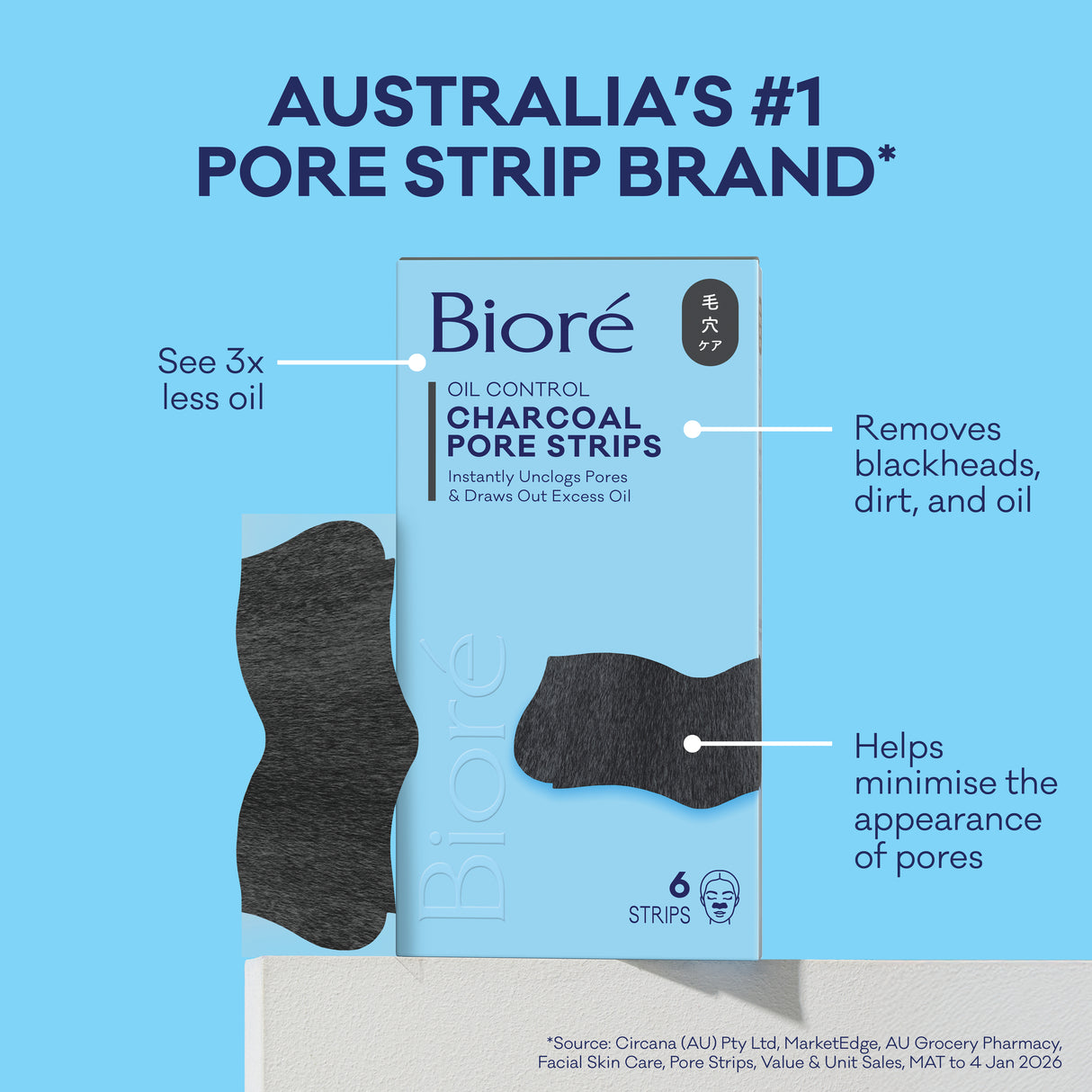 Biore Charcoal Pore Strips 6 Pack