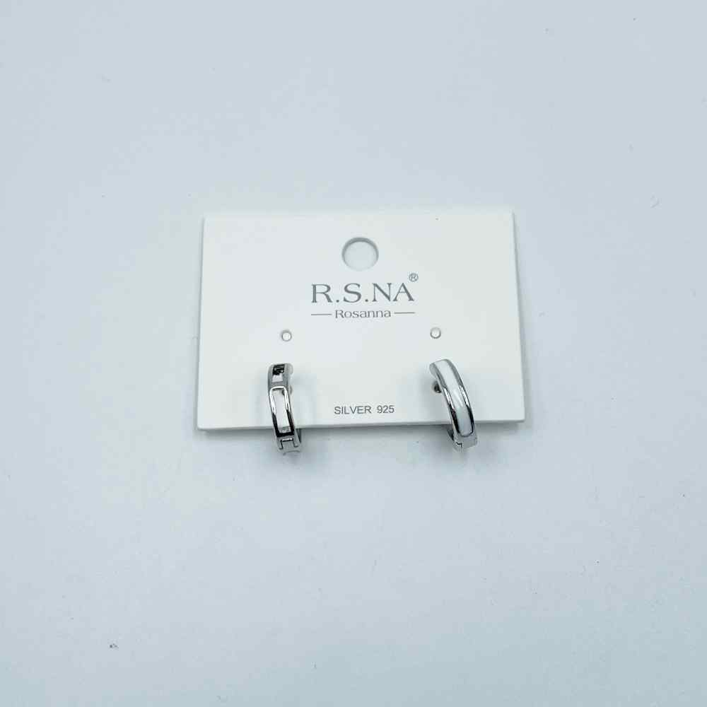 Rosanna Earrings White Hoops Silver