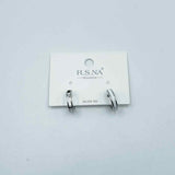 Rosanna Earrings White Hoops Silver