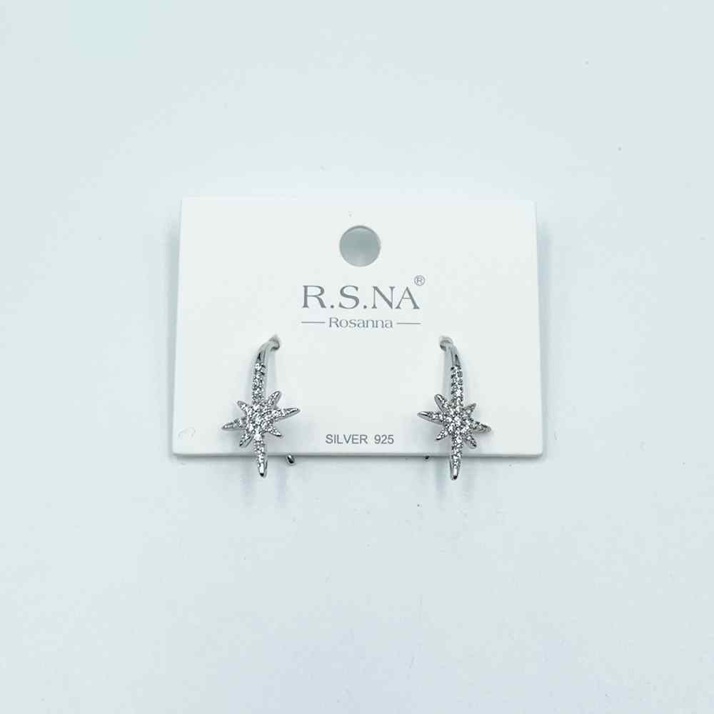 Rosanna Earrings Drop Diamond Stars Silver