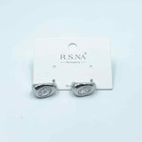Rosanna Earrings Oval Diamond Stud Silver