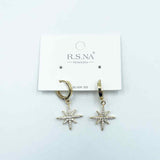 Rosanna Earrings Drop Star Burst Gold