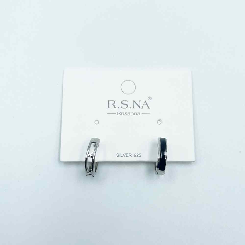 Rosanna Earrings Black Hoop Silver