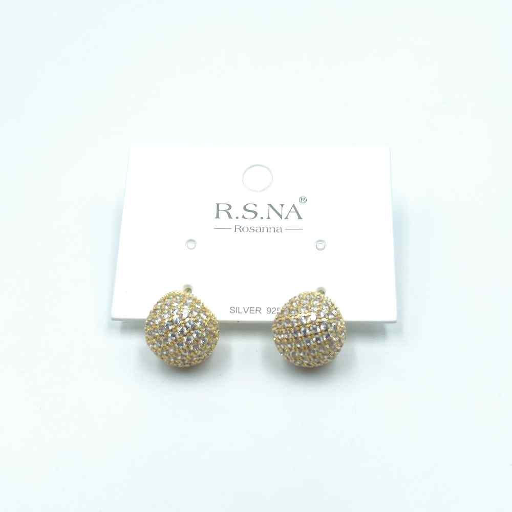 Rosanna Earrings Dimple Sphere Gold Stud