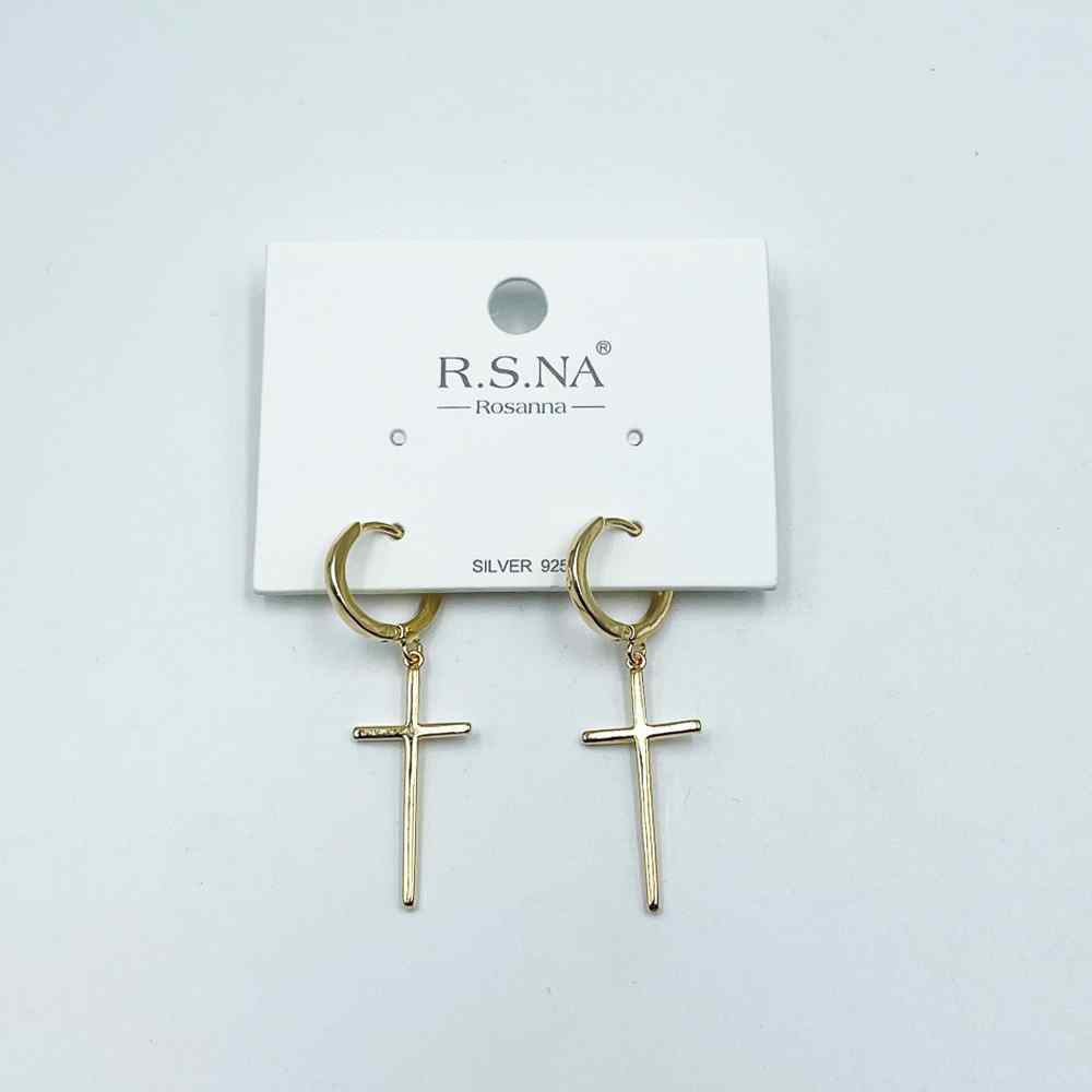 Rosanna Earrings Drop Cross Gold