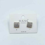 Rosanna Earrings Diamante Square Stud Gold