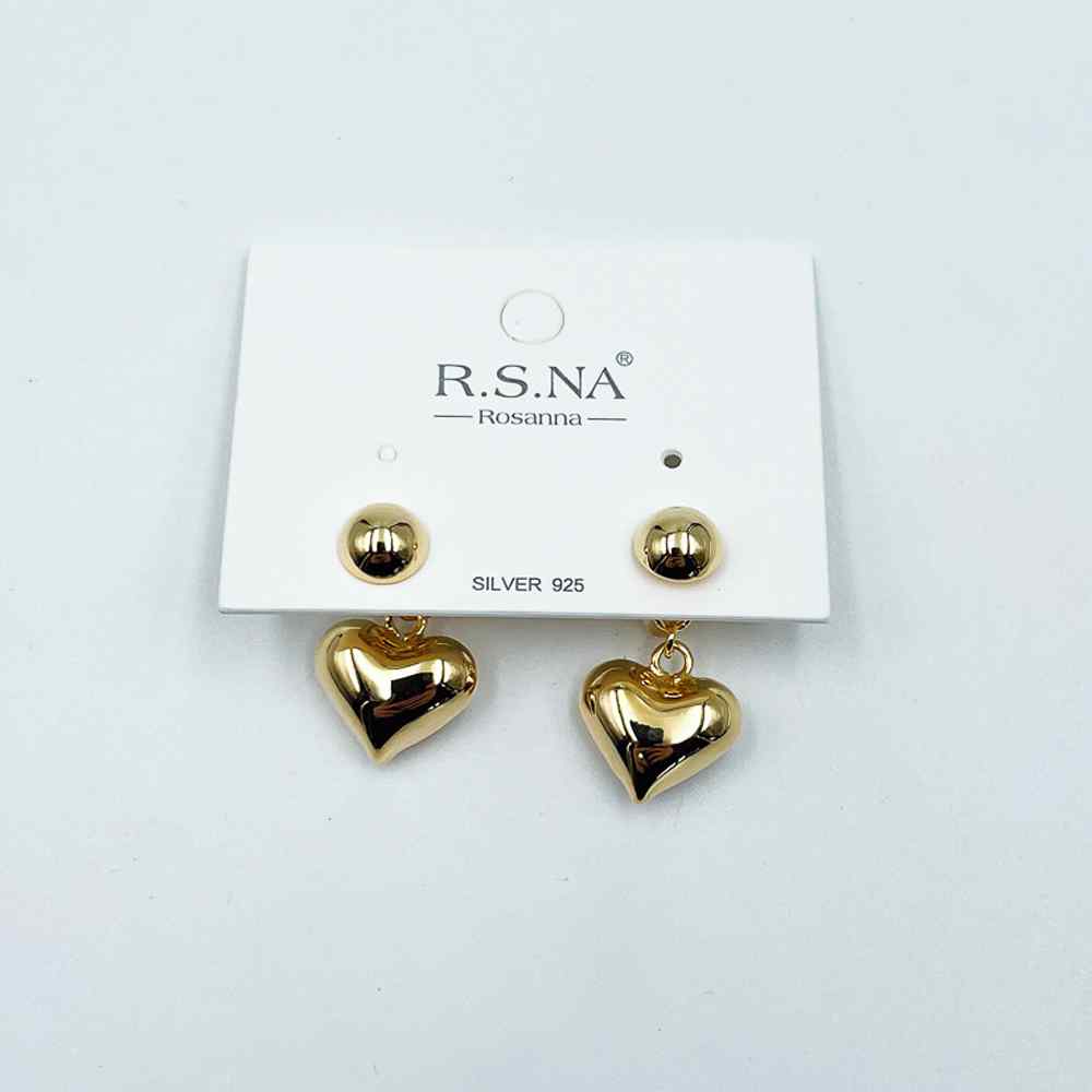 Rosanna Earrings Drop Hearts Gold