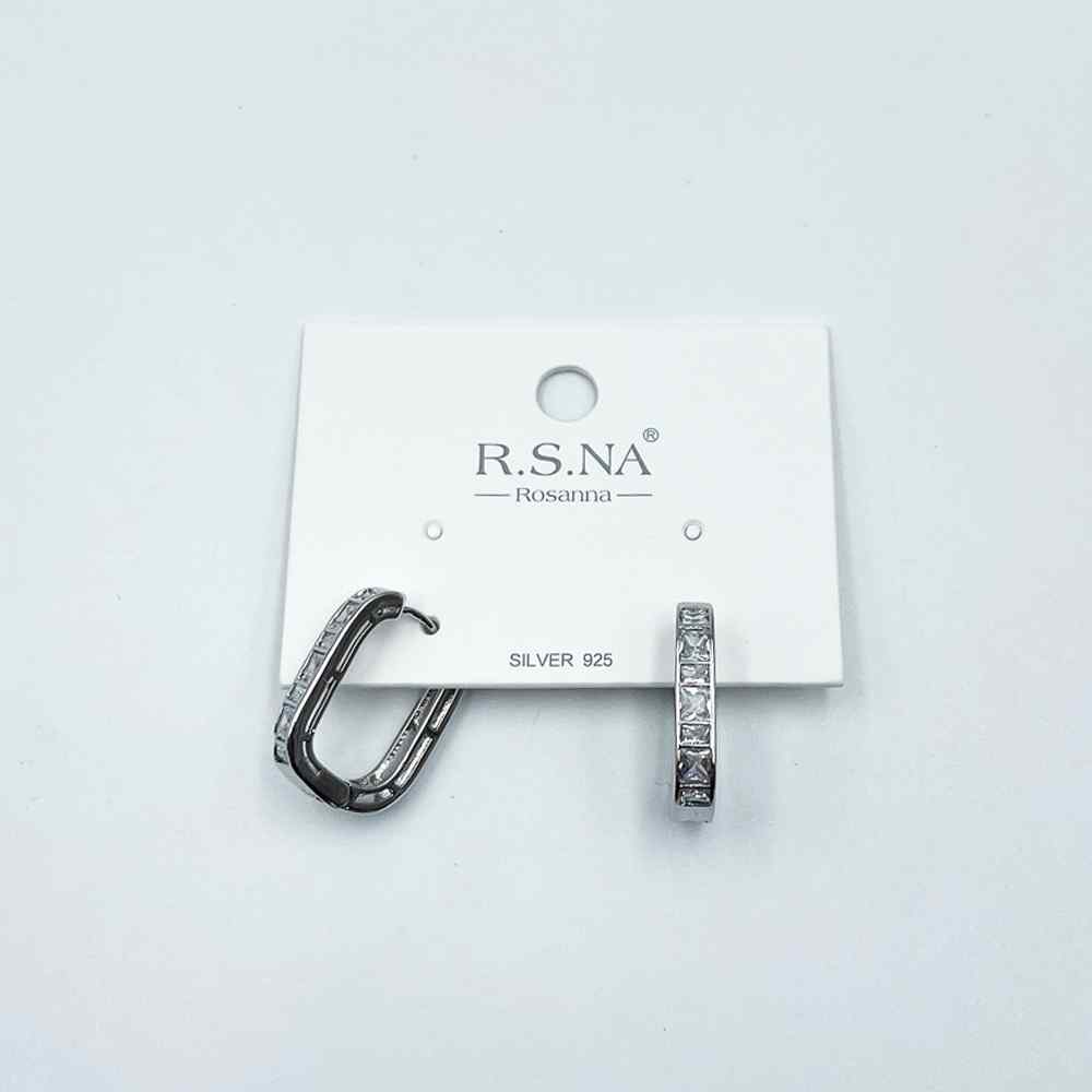 Rosanna Earrings Diamond Rectangle Silver