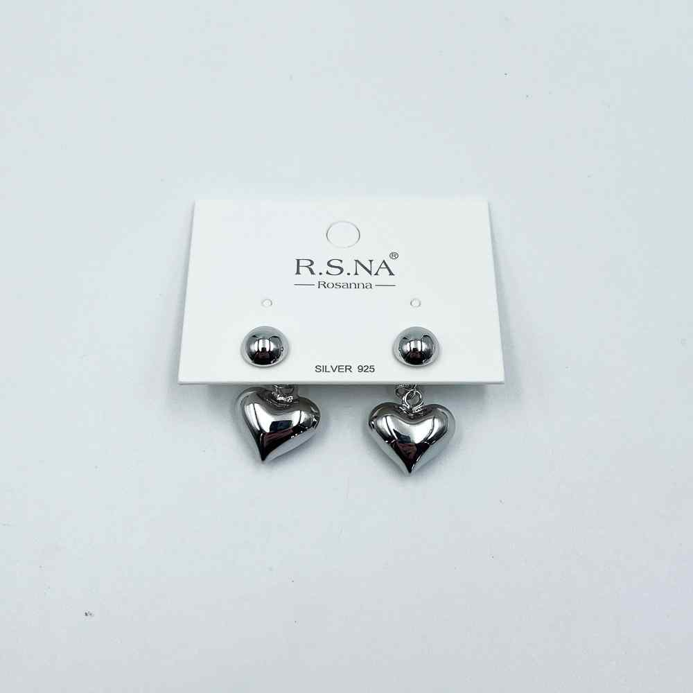 Rosanna Earrings Drop Hearts Silver