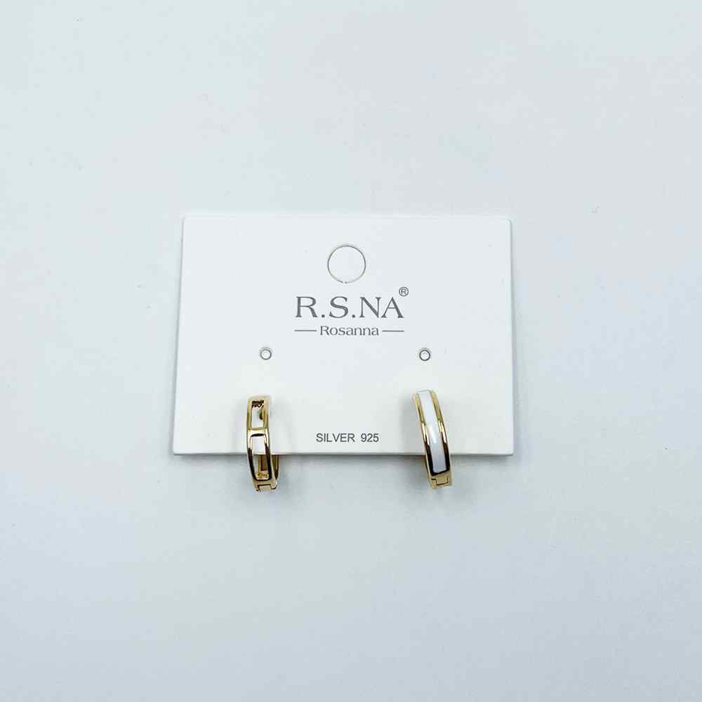 Rosanna Earrings White Hoops Gold