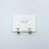 Rosanna Earrings White Hoops Gold